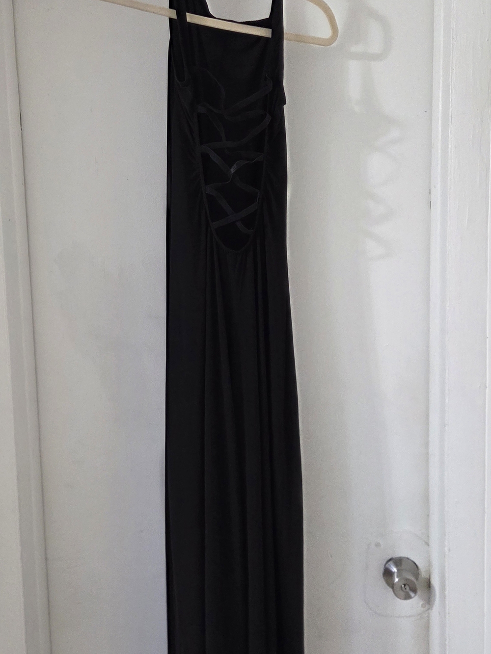 Norma Kamali Black Backless Maxi Dress with Strappy Detail